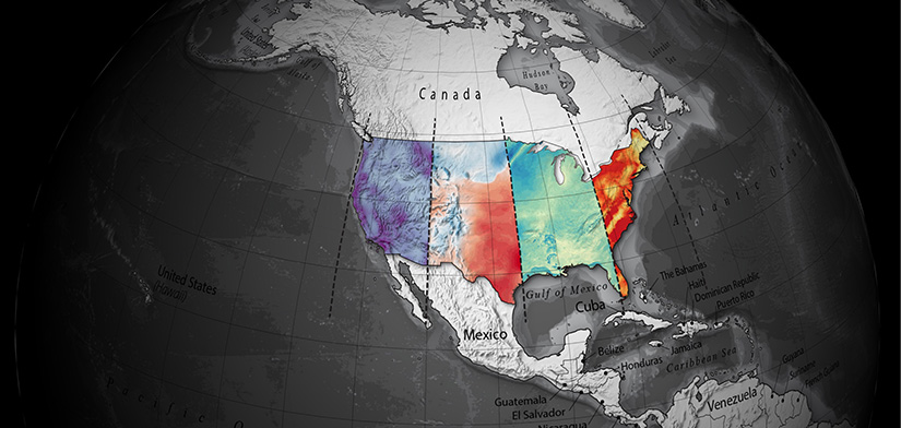 A color-coded map of the United States.