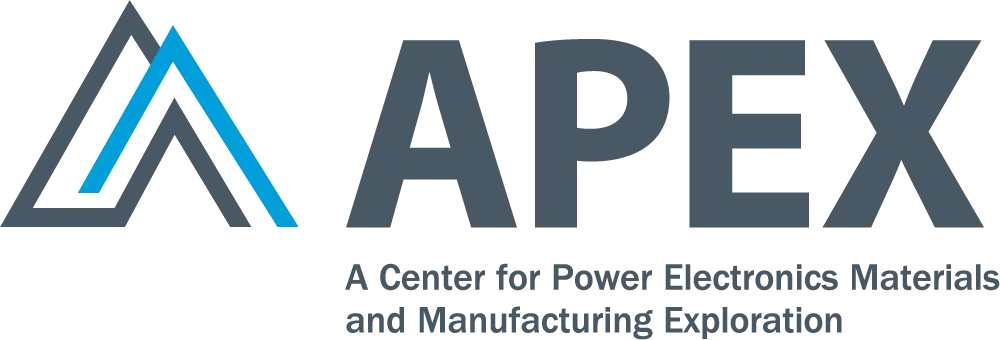 APEX logo with tagline: A Center for Power Electronics Materials and Manufacturing Exploration.