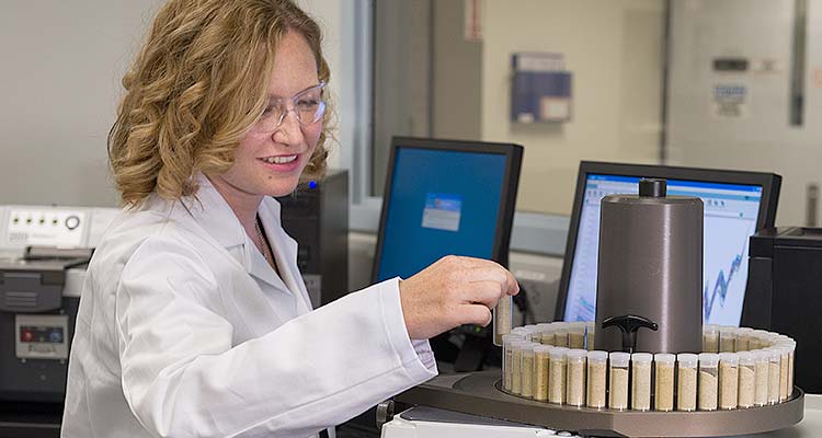 A scientist in a laboratory.