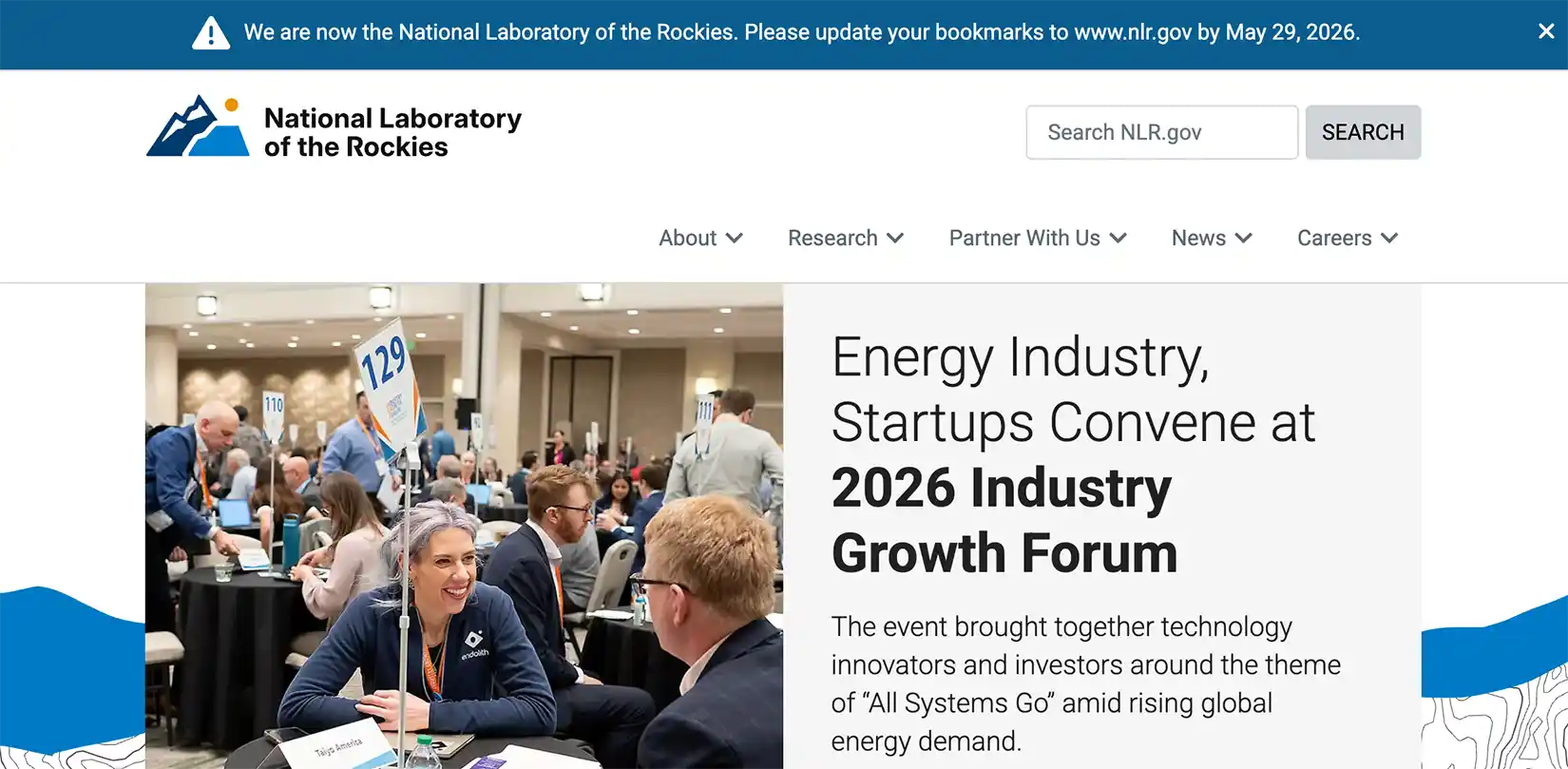 Screenshot of a banner at the top of an nrel.gov web page.