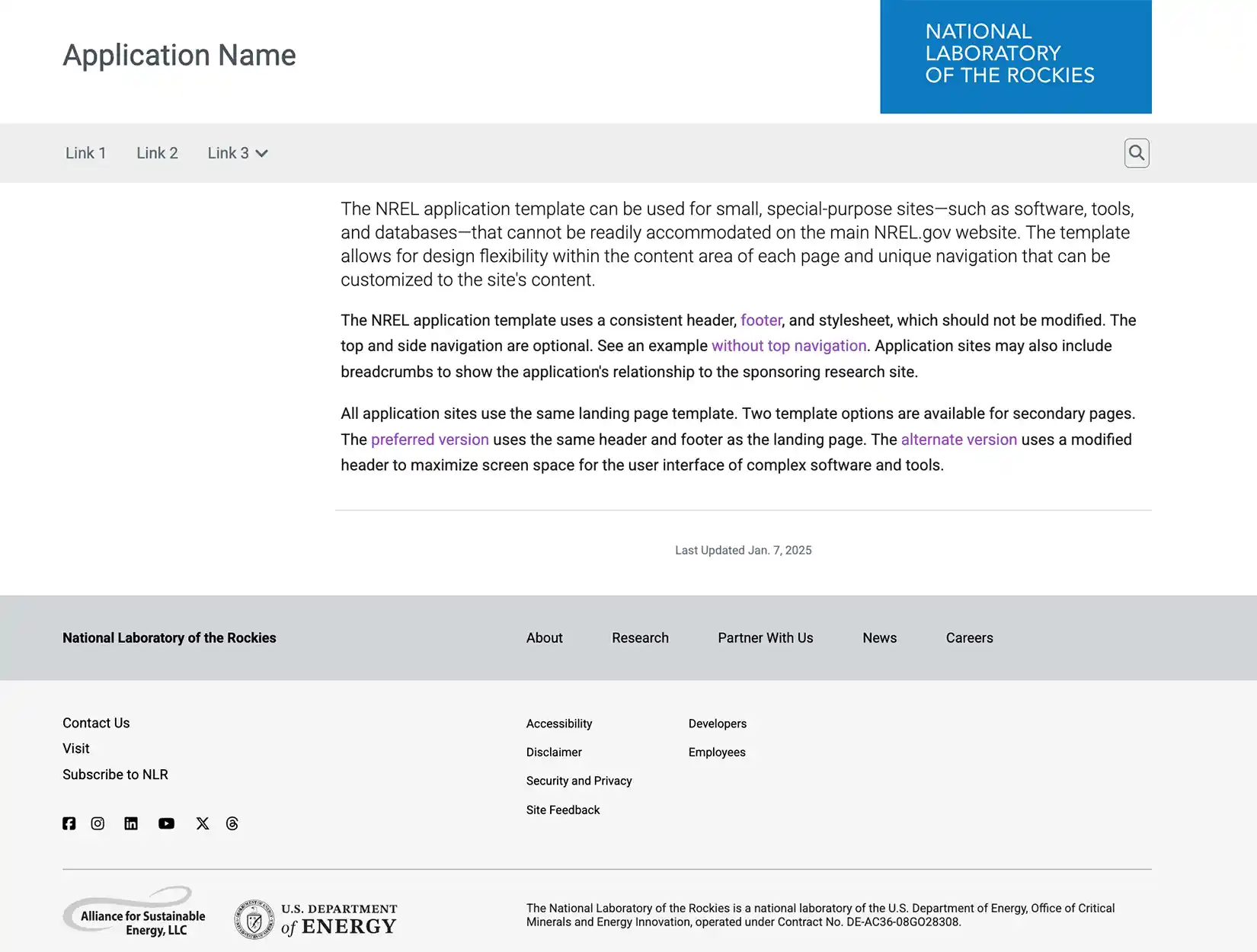 Application template
