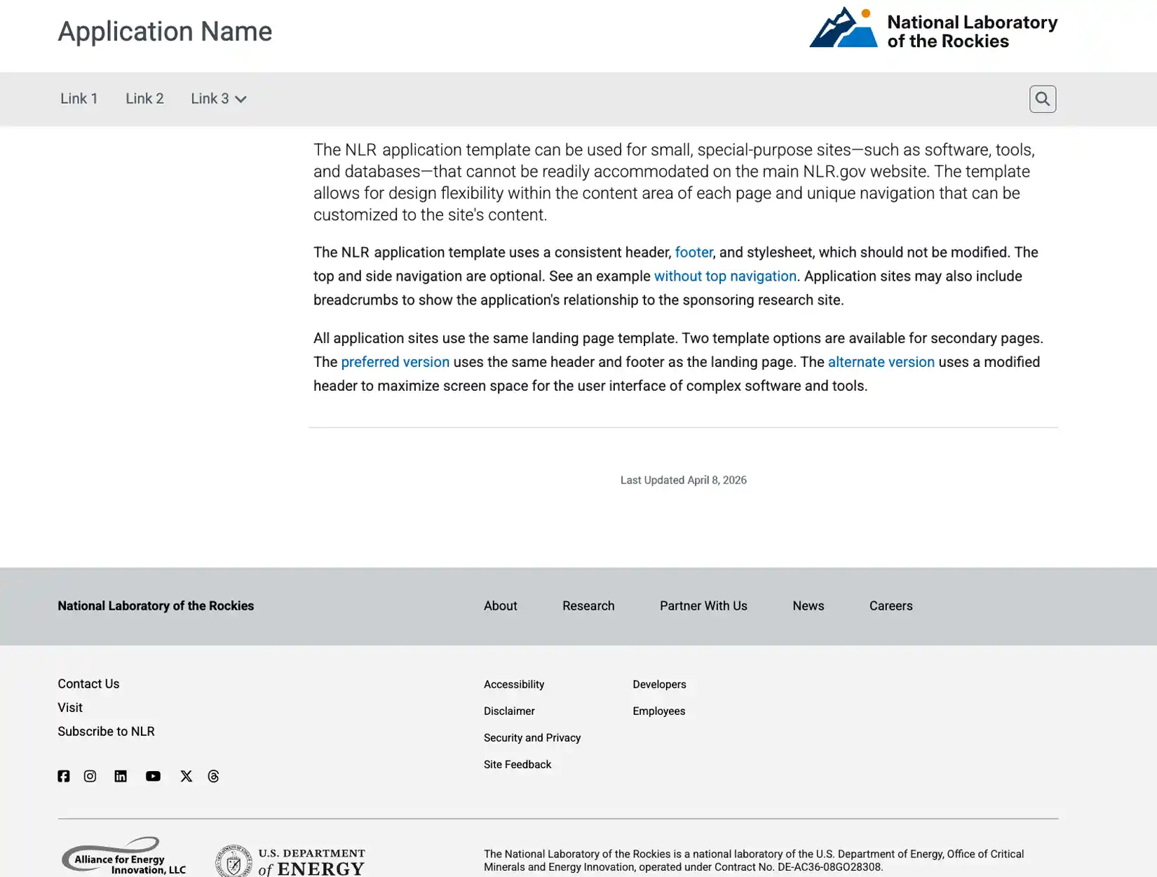 Application template