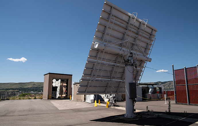 Back of heliostat at high-flux solar furnace.