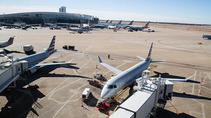 Airplanes sits on tarmac