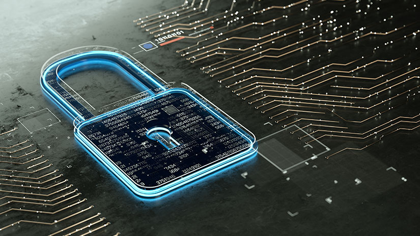 Illustration of keylock with numbers overlayed ontop of a piece of hardware