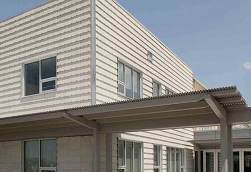 Exterior of a new building.