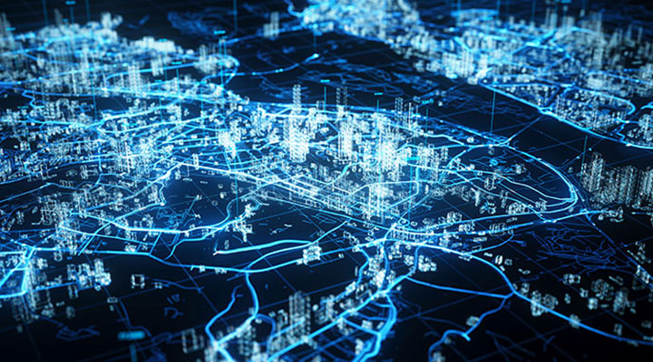 Digital abstract image of a connected grid