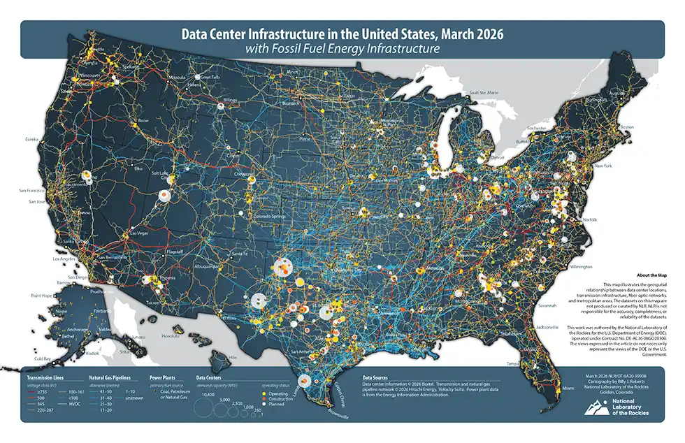 Map of data center infrastructure in the United States.