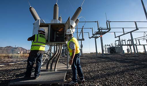 NREL staff work on a substation upgrade.