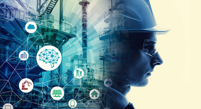 Stock photo with manufacturing icons.