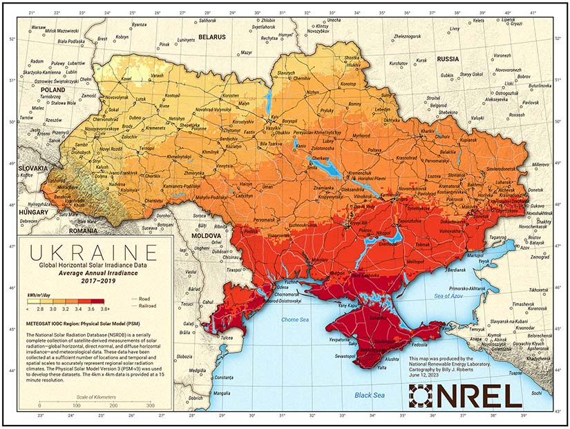 A map of Ukraine.