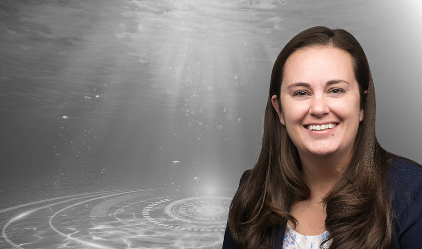 Sherry overlain on a black-and-white photo of underwater.