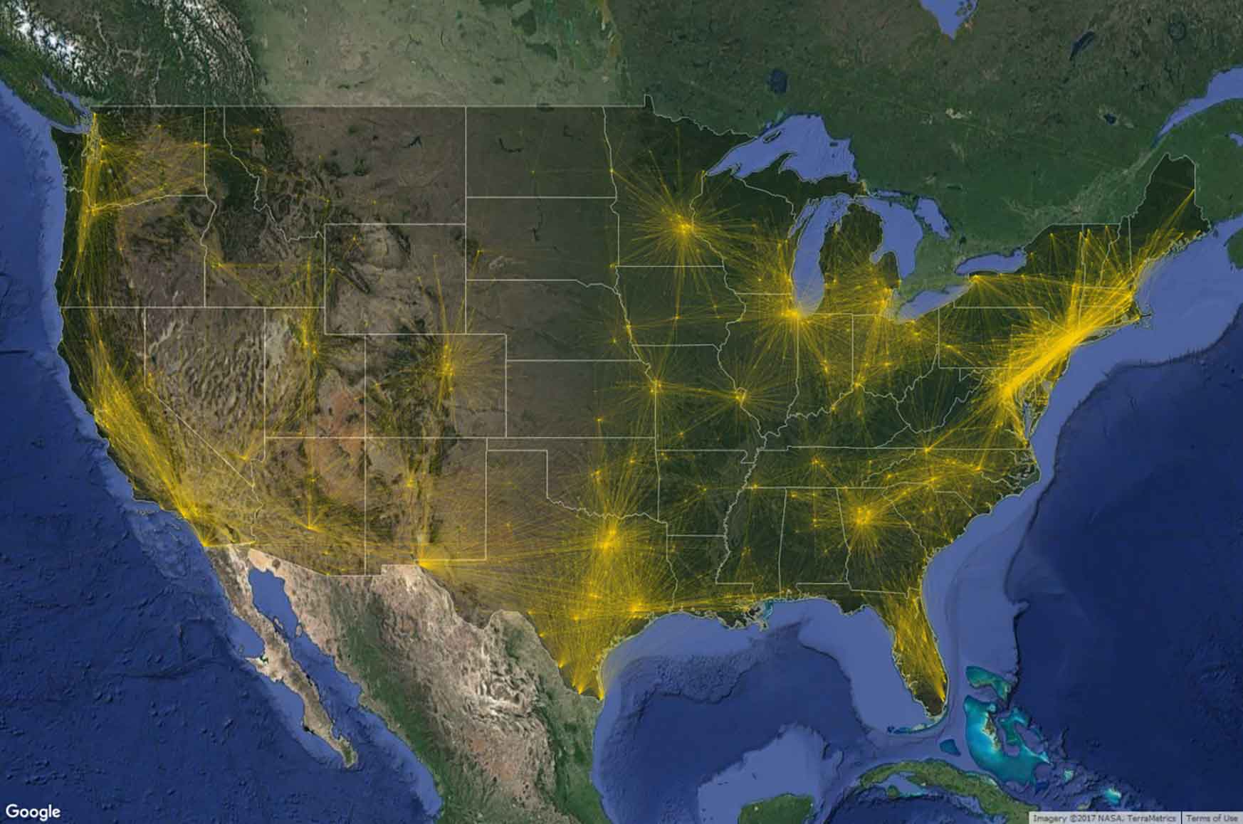 Map of the continental United States.