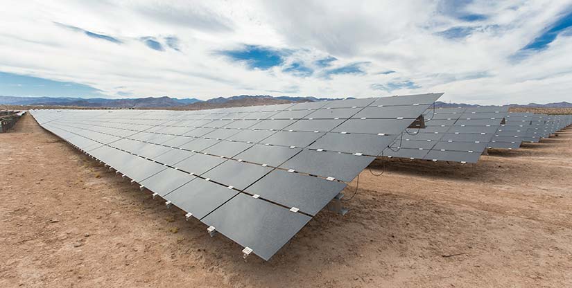 A field of CdTe solar panels.