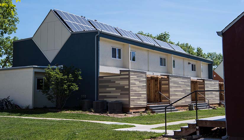 Photo of affordable housing in Denver with rooftop solar.