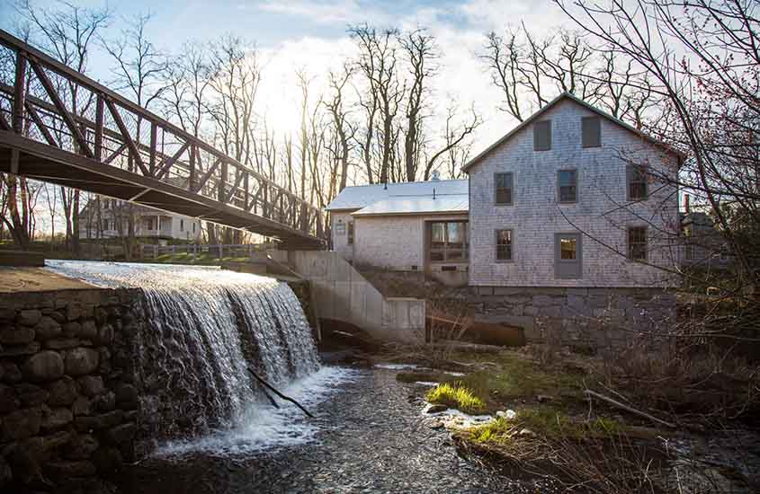 A small hydropower plant at a river dam