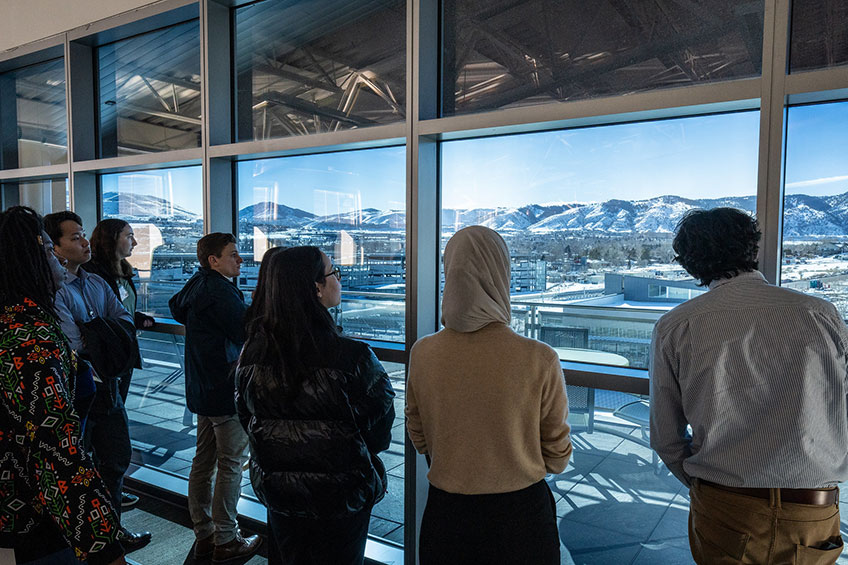 Students enjoy mountain views.