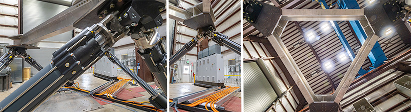 Different angles of the motion platform in a warehouse