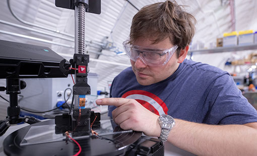 James Niffenegger works on marine energy device