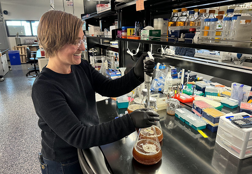 A person works in a lab.