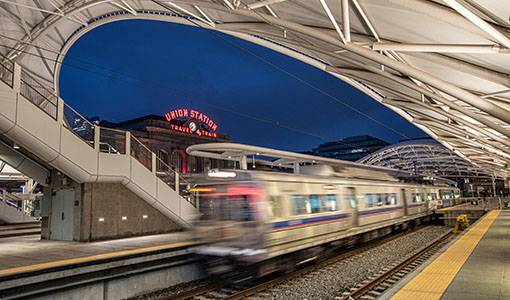 Continue reading about A train moving through a train platform at Denver’s Union Station.