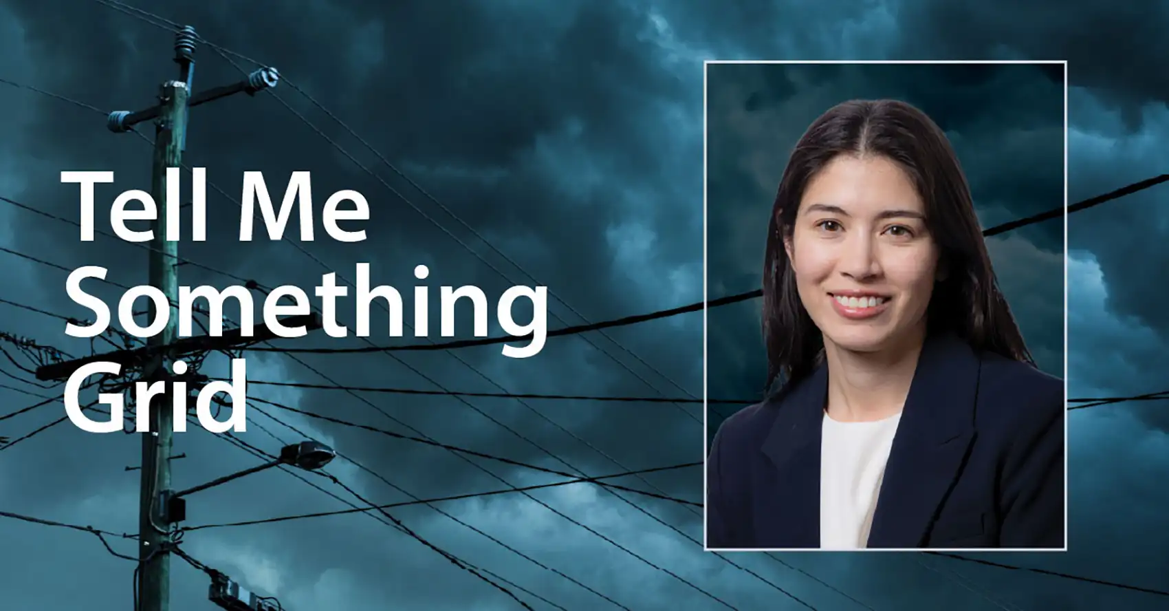 A portrait of Reiko Matsudo-Dunn with the text Tell Me Something Grid.