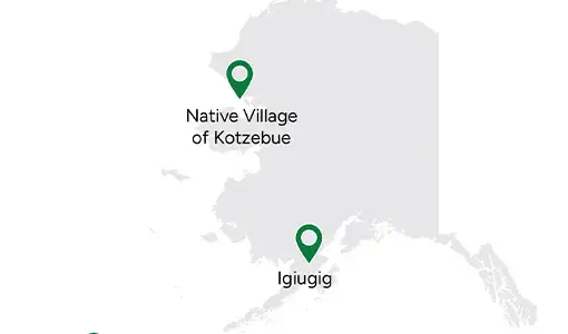 Continue reading about A map of Alaska with three labeled locations.