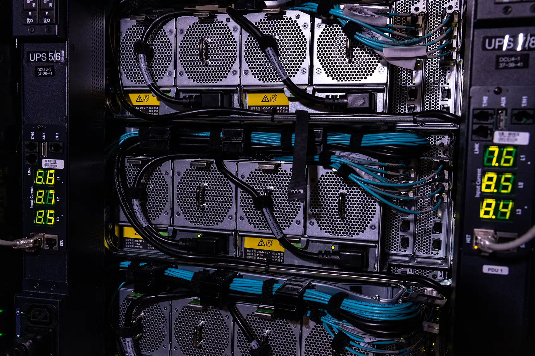 Wires and hardware for the Kestrel supercomputer.