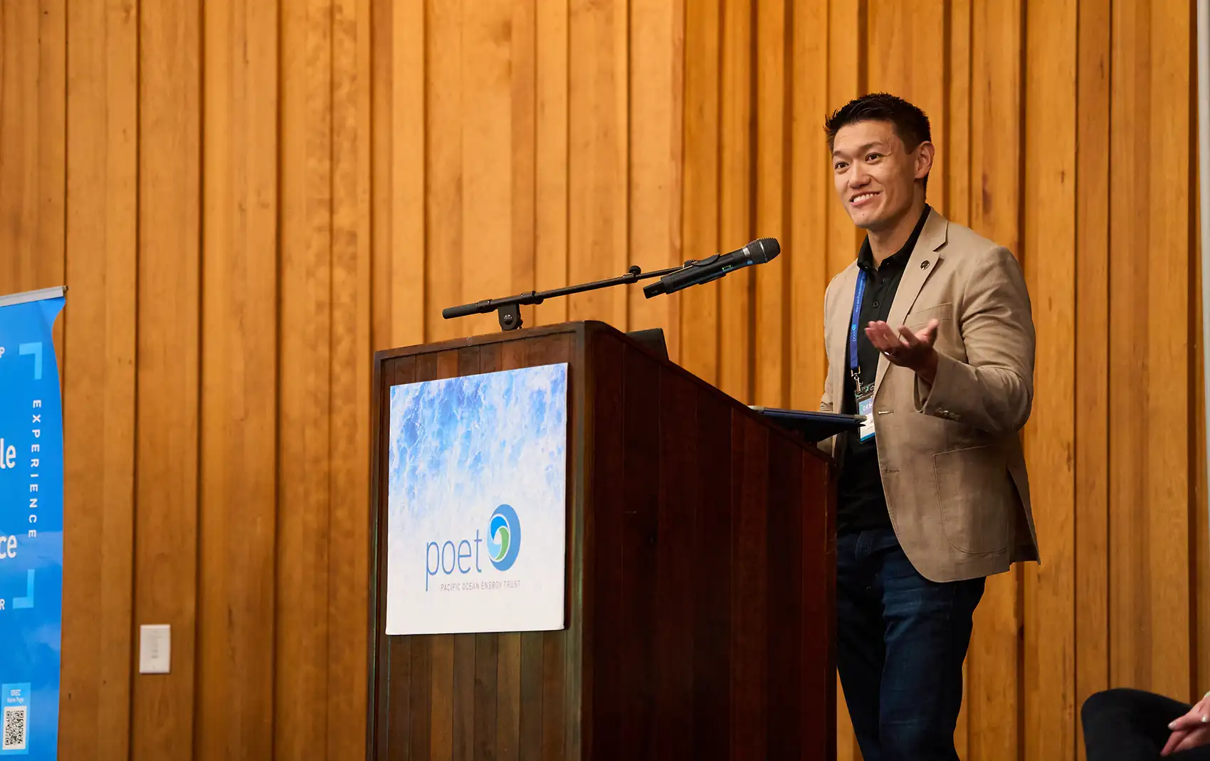 20261020-commercialization-hub-aims-to-ease-marine-energy-path-to-market-420 Jack Pan stands at a podium.