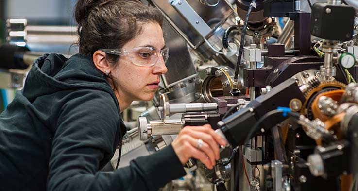 A scientist working at the Science and Technology facility