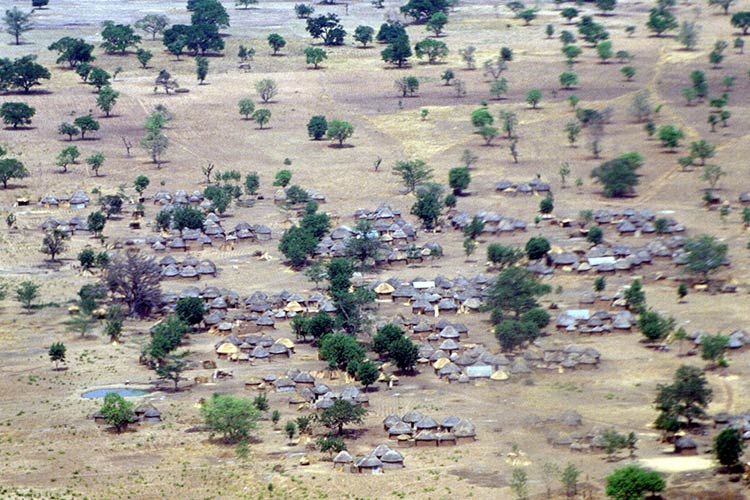Aerial view of a rural Ghana village