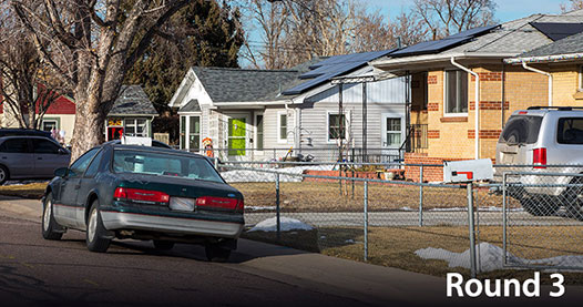 Homes in a neighborhood.