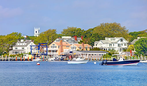 Boats in the water in Edgartown on Martha's Vineyard.