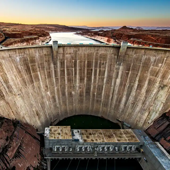 Aerial view of Lake Powell dam in Utah
