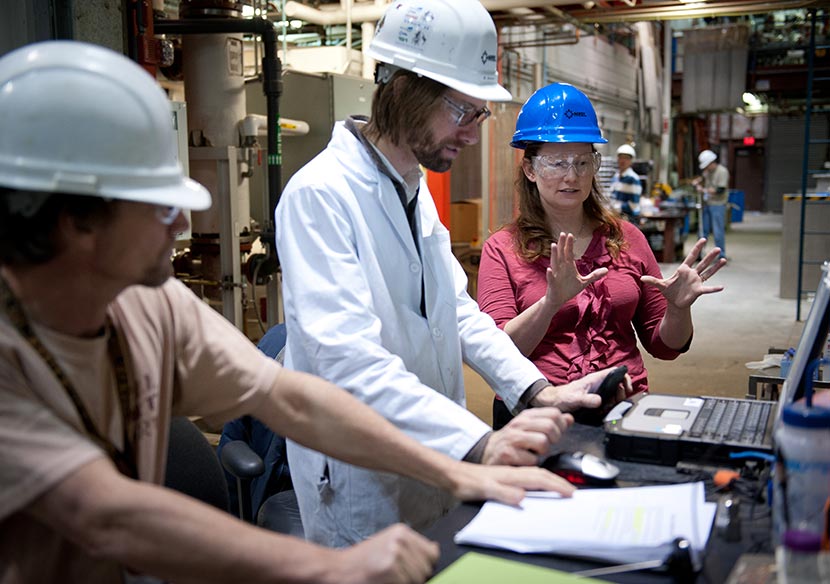 A photo showing scientists at NLR's Integrated Biorefinery Research Facility