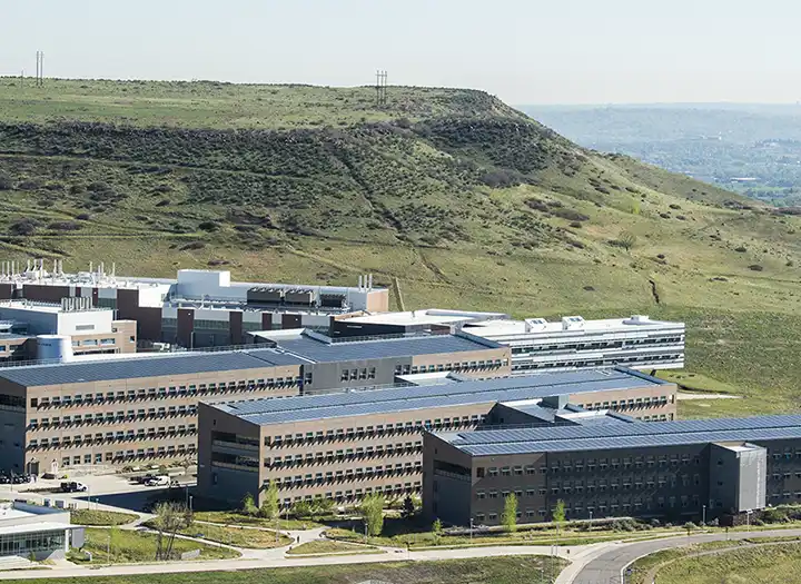 Aerial view of the South Table Mountain campus in Golden, Colorado